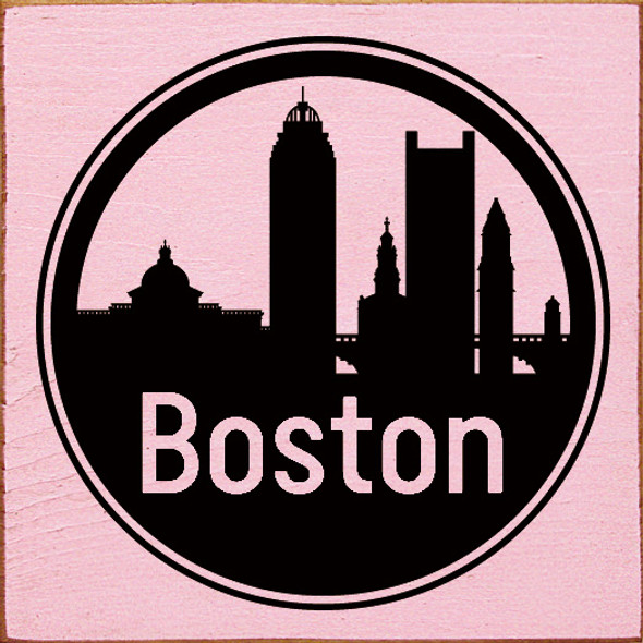 Boston Circle Skyline |City Skyline Wood Signs | Sawdust City Wood Signs Wholesale