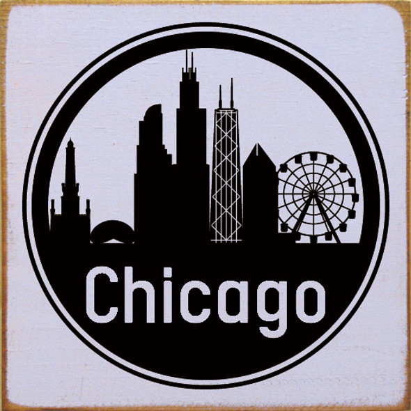 Chicago Circle Skyline |City Skyline Wood Signs | Sawdust City Wood Signs Wholesale