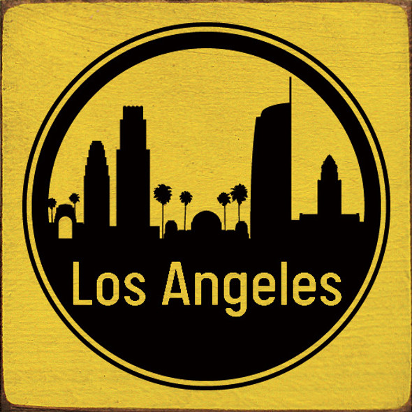 Los Angeles Circle Skyline |City Skyline Wood Signs | Sawdust City Wood Signs Wholesale