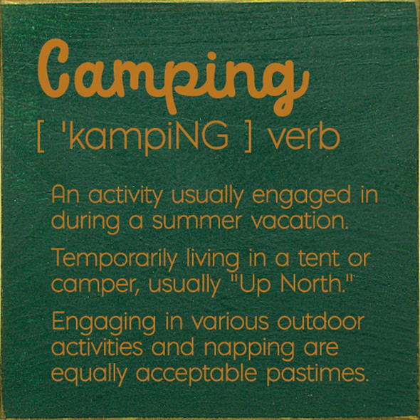 Camping Definition |Camping Wood Signs | Sawdust City Wood Signs Wholesale