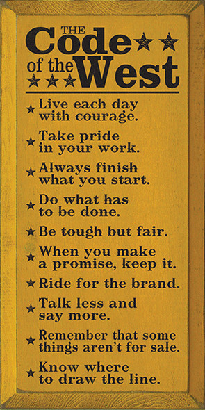 shown in old mustard with black lettering