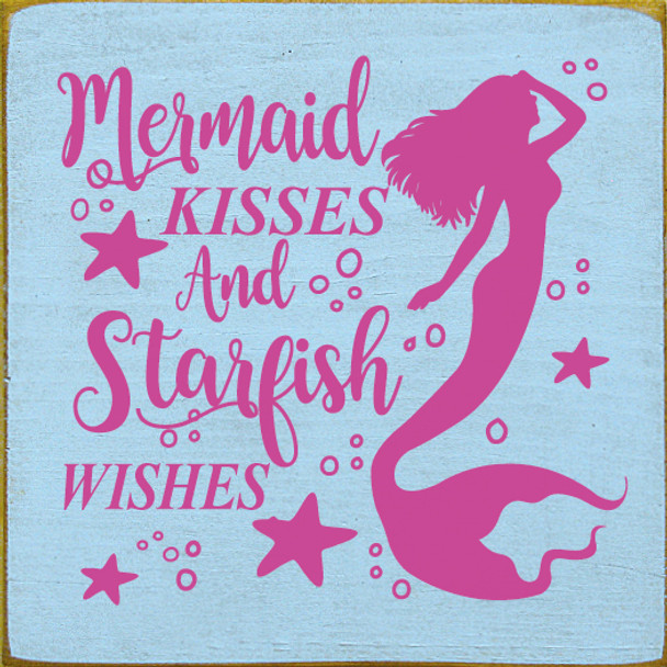 Mermaid kisses and starfish wishes - Square Sign | Wholesale Wood Décor Sign | Sawdust City Wholesale Signs