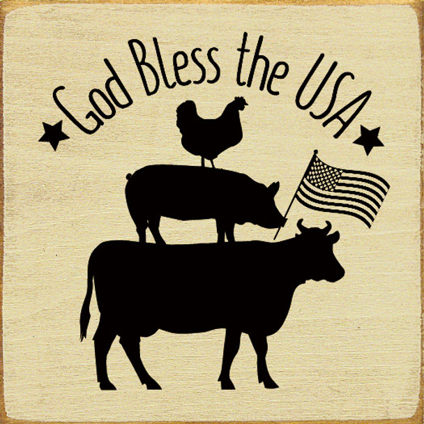 God Bless The USA Animals |Patriotic Wood Signs | Sawdust City Wood Signs Wholesale