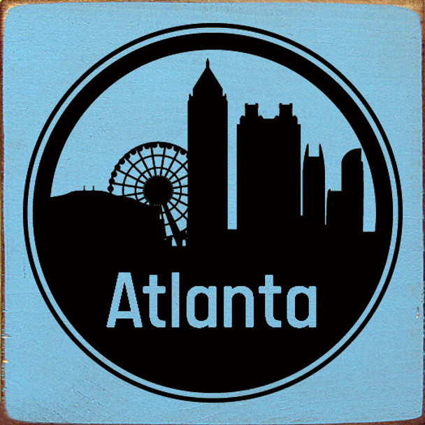 Atlanta Circle Skyline |City Skyline Wood Signs | Sawdust City Wood Signs Wholesale