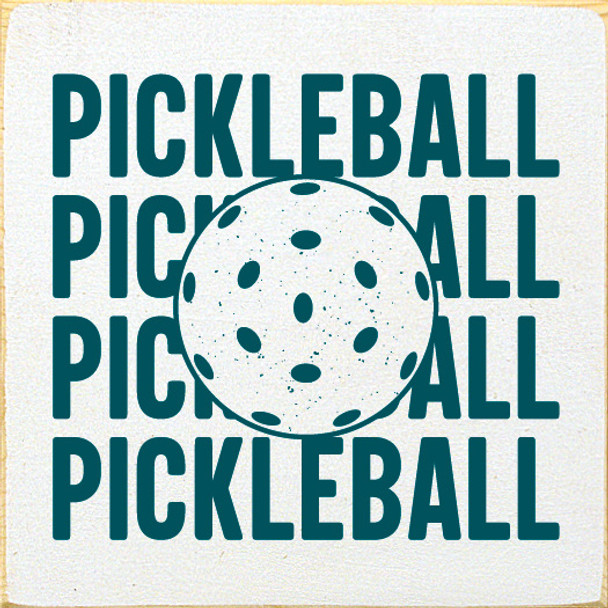 Pickleball x4 | Shown in Cottage White with Peacock | Sporty Wood Signs | Sawdust City Wood Signs Wholesale