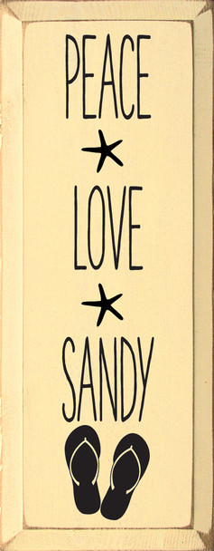 Wholesale Wood Sign - Peace - Love - Sandy Feet