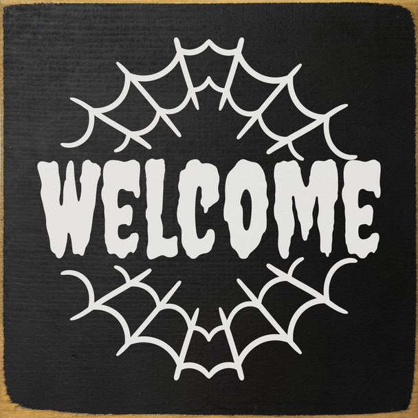 Welcome (inside cobweb) | Bulk Cute Halloween Signs
