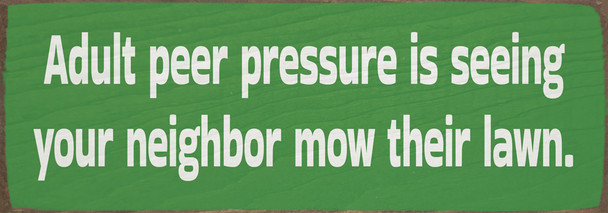 Adult peer pressure is seeing your neighbor mow their lawn.