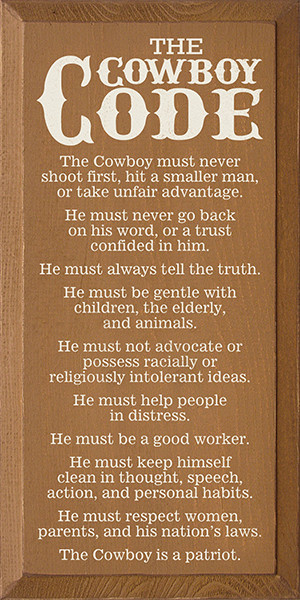Cowboy Code Sign| Wood Signs With Sayings Wholesale | Sawdust City