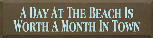 Shown in Old Brown with Baby Aqua lettering