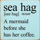 Sea Hag [see hag] noun. A mermaid before she has her coffee.