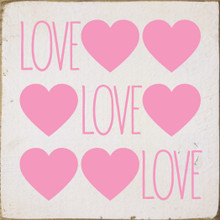 Wholesale Wood Sign - Love-Love-Love (with hearts)