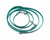 Teal biothane long line cat leash, coiled, with nickel-plated swivel snap hooks and D-ring