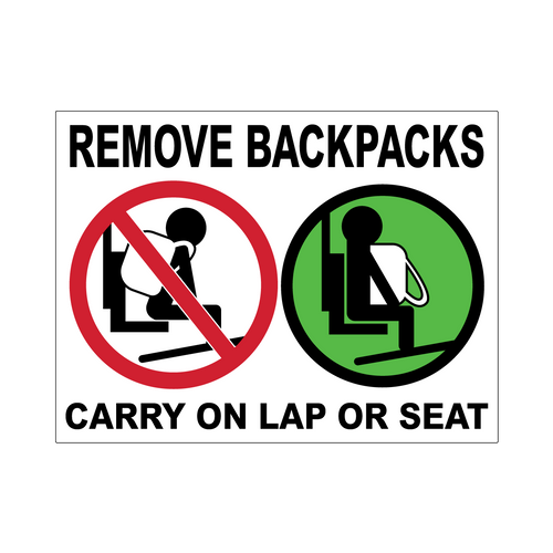 24" x 18" Remove Backpacks Sign