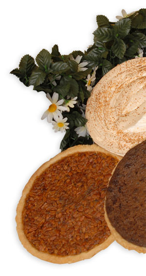 Pies Displayed Beside Flowers