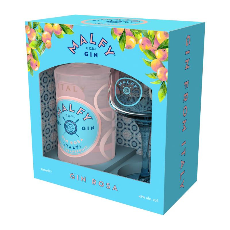 Malfy Rosa Sicilian Pink Grapefruit Gin & Copa Glass Gift Pack 700ml