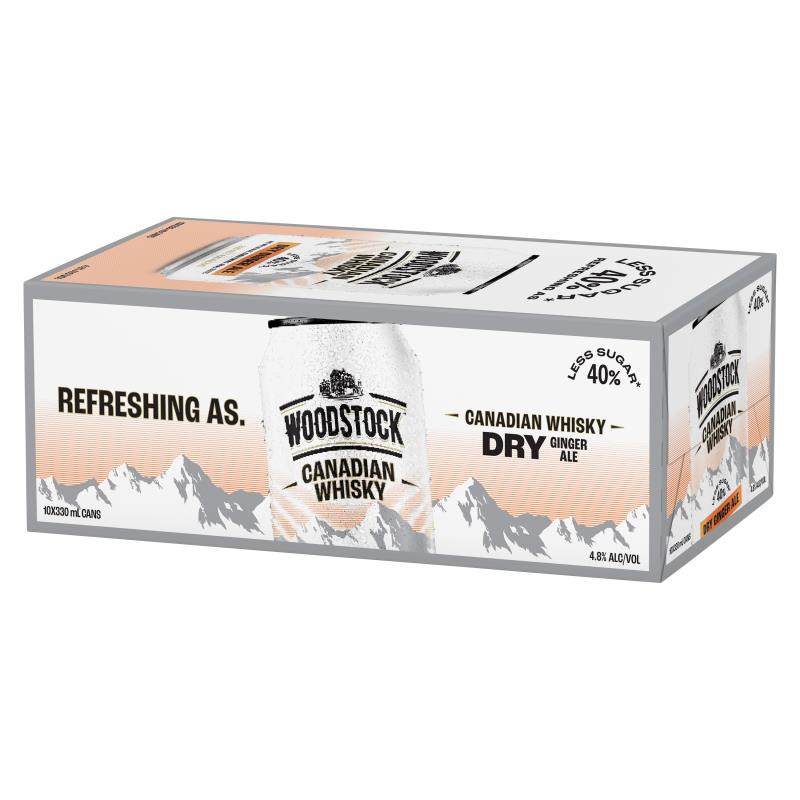 Woodstock Canadian Whisky Dry Ginger Ale 4.8 330ml (10 Cans) Liquid