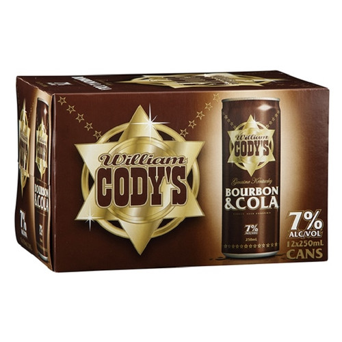 Codys Bourbon Cola 7% 250ml (12 Cans)