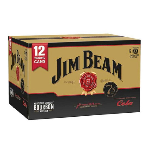 Jim Beam 7% Gold Cola 250ml (12 Cans)