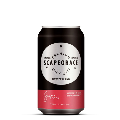 Scapegrace Gin, Soda With Ruby Red Grapefruit & Hibiscus 5% 330ml (10 Cans)