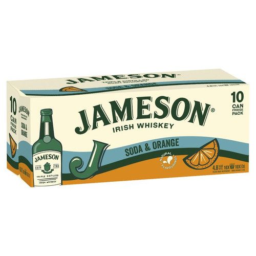 Jamesons Soda & Orange 4.8% 375ml (10 Cans)