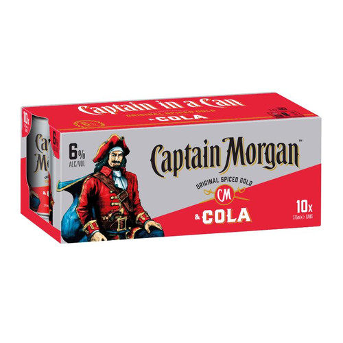 Captain Morgan Original Spiced Gold & Cola 6% 375ml (10 Cans)