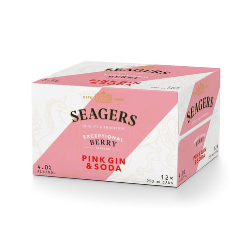 Seagers Pink Gin & Tonic 4% 250ml (12 Cans)
