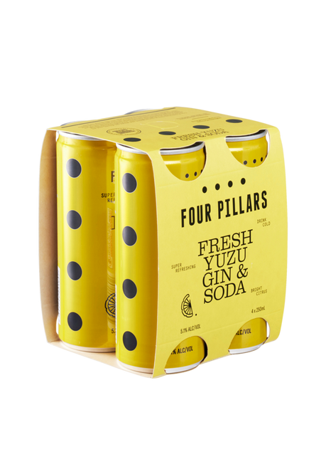Four Pillars Fresh Yuzu Gin & Soda 5% 250ml (4 Cans) Four Pillars Fresh Yuzu Gin & Soda 5% 250ml (4 Cans)