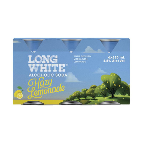 Long White Alcoholic Soda Hazy Lemon 4.8% 320ml (6 Cans)