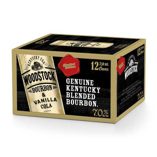 Woodstock Vanilla Bourbon Cola 7% 250ml (12 Cans)