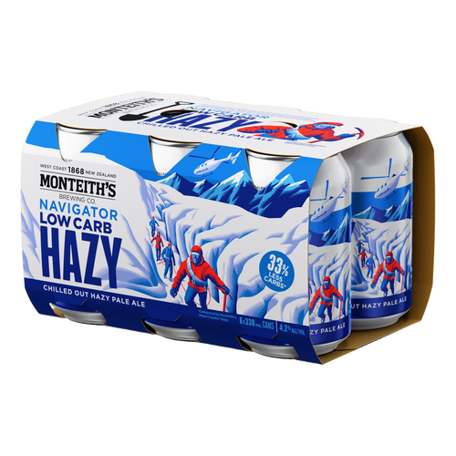 Monteiths Navigator Low Carb Hazy 5% 330ml (6 Cans)