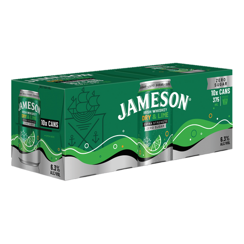 Jameson Dry & Lime Zero 6.3% 375ml (10 Cans)