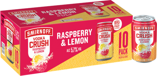 Smirnoff Crush Raspberry & Lemon 5.7% 330ml (10 Cans)