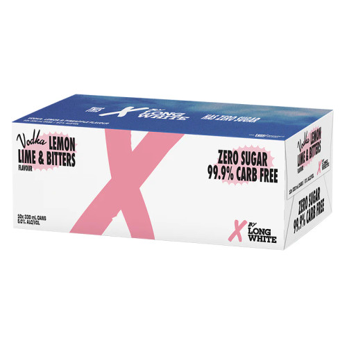 X by Long White Zero Lemon Lime & Bitters 5% 330ml (10 Cans)