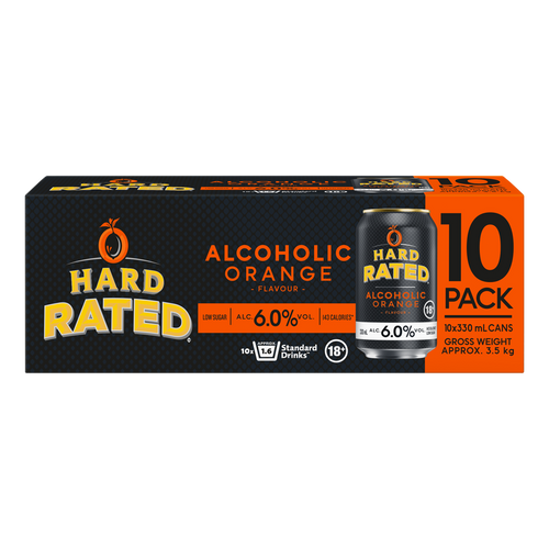 Hard Rated Orange 6% 330ml (10 Cans)