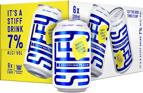 Stiffy Vodka Soda with Lemon + Lime 7% 330ml (6 Cans)