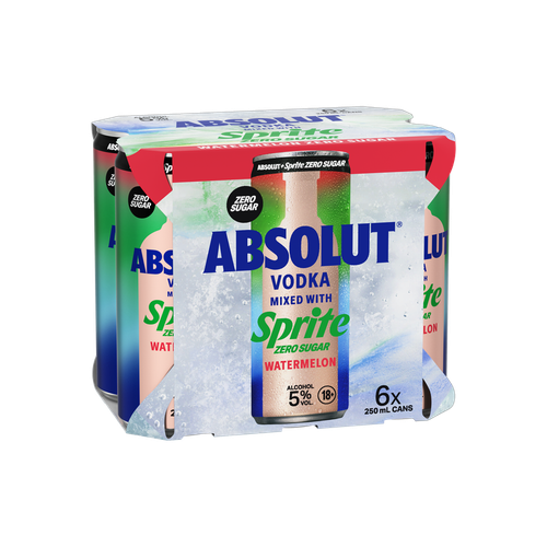 Absolut Vodka with Zero Sprite & Watermelon 5% 250ml (6 Cans)