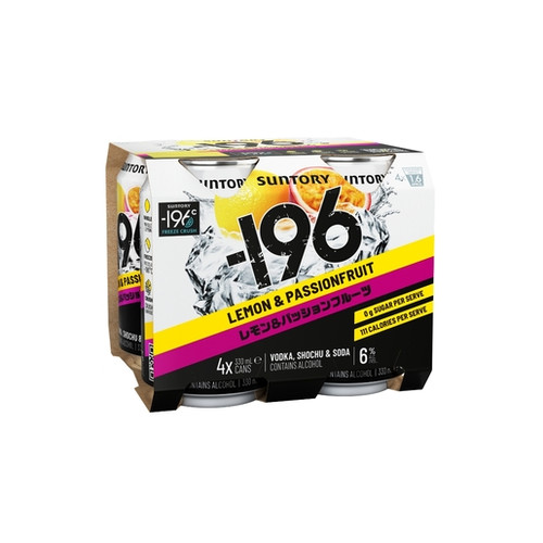 Suntory -196 Lemon & Passionfruit 6% 330ml (4 Cans)