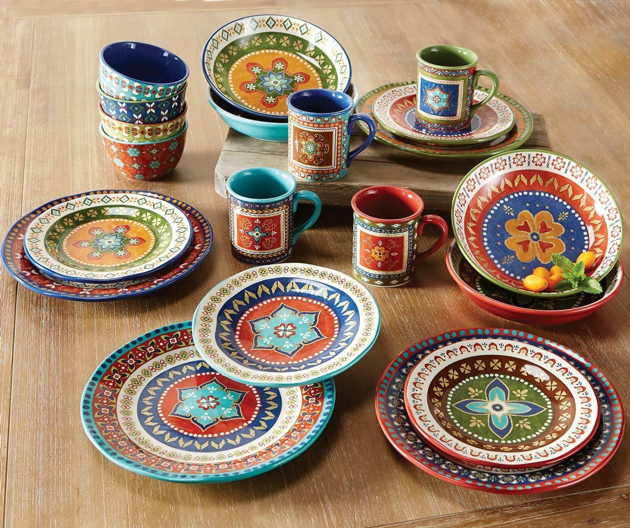 Sonoran Splendor Ceramic Dessert Plates - Set of 4, Southwestern Dinnerware from Lone Star Western Decor