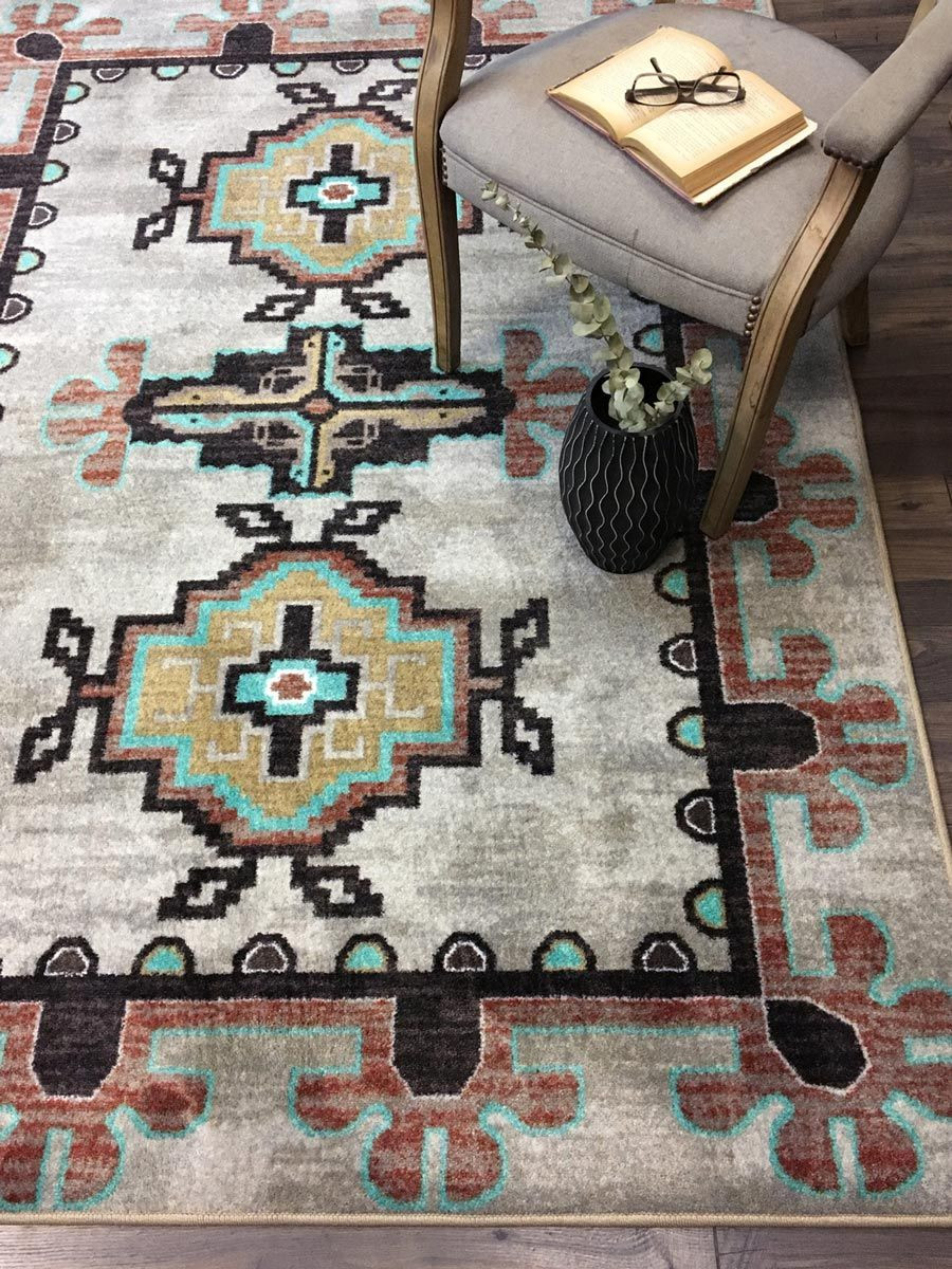 Bozeman Turquoise Rug 4 x 5 Lone Star Western Decor