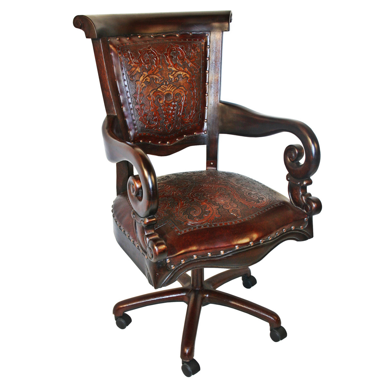 antique wood swivel desk chair