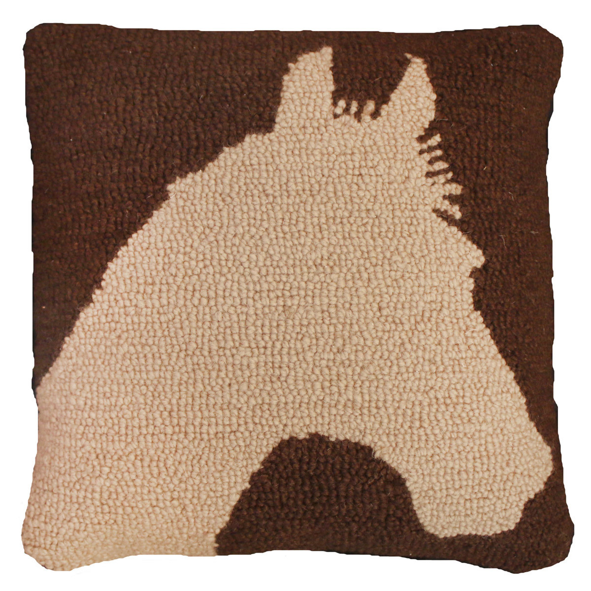 Silhouette Horse Hooked Wool Pillow Lone Star Western Decor