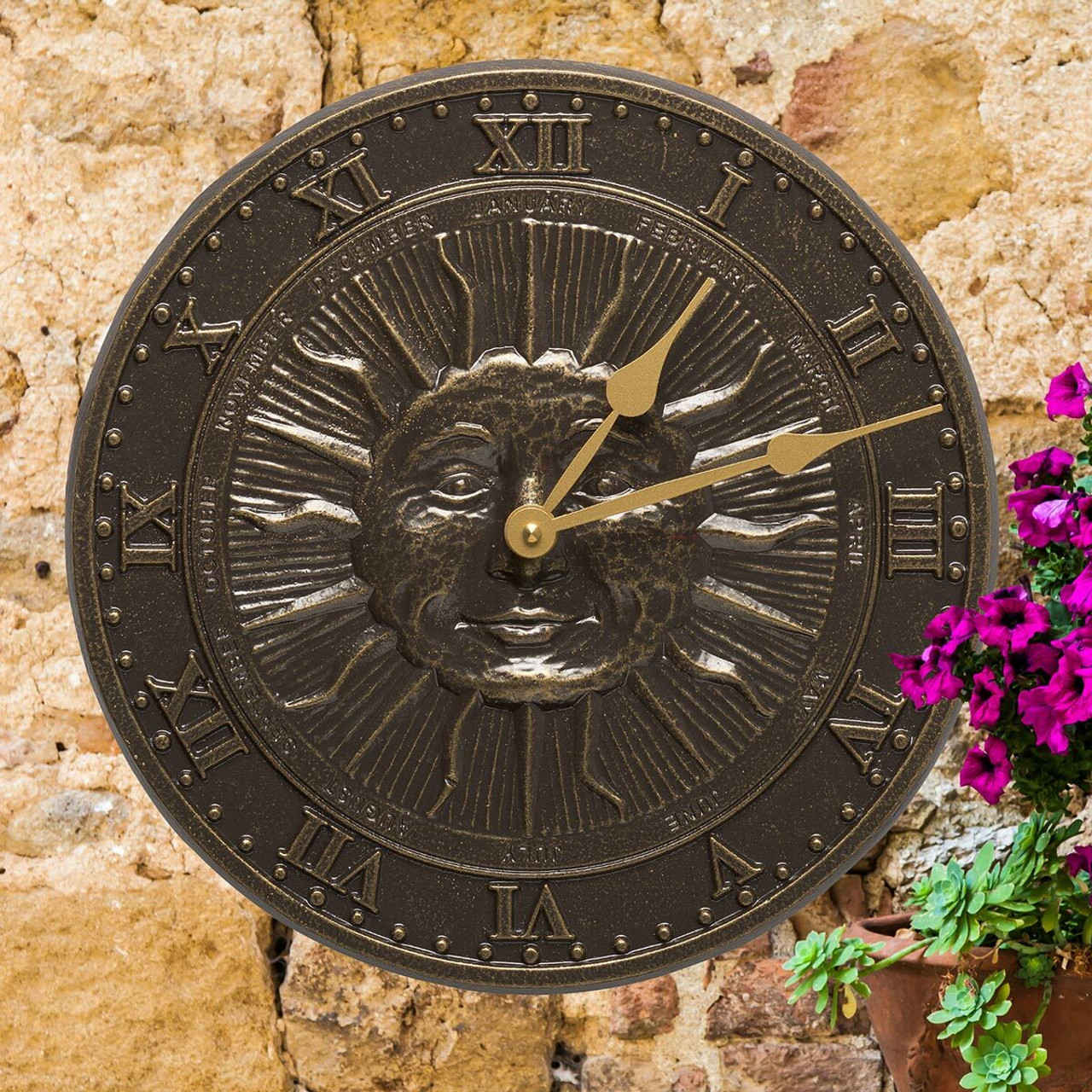 sortere kompliceret Penelope Western Clocks: French Bronze Sun Face Indoor/Outdoor Wall Clock | Lone  Star Western Decor