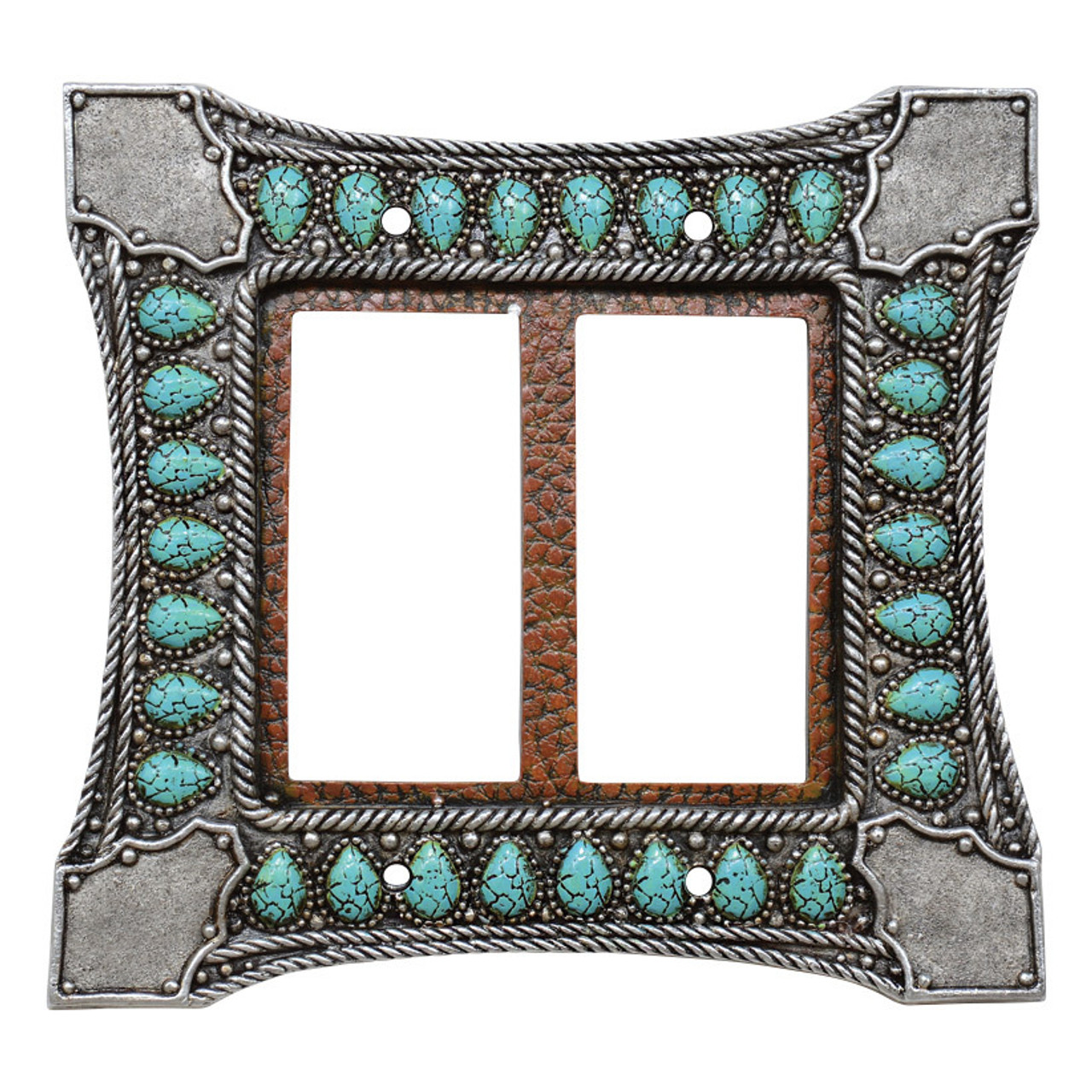 Tribal Turquoise Double Rocker Switch Cover | Lone Star Western Decor