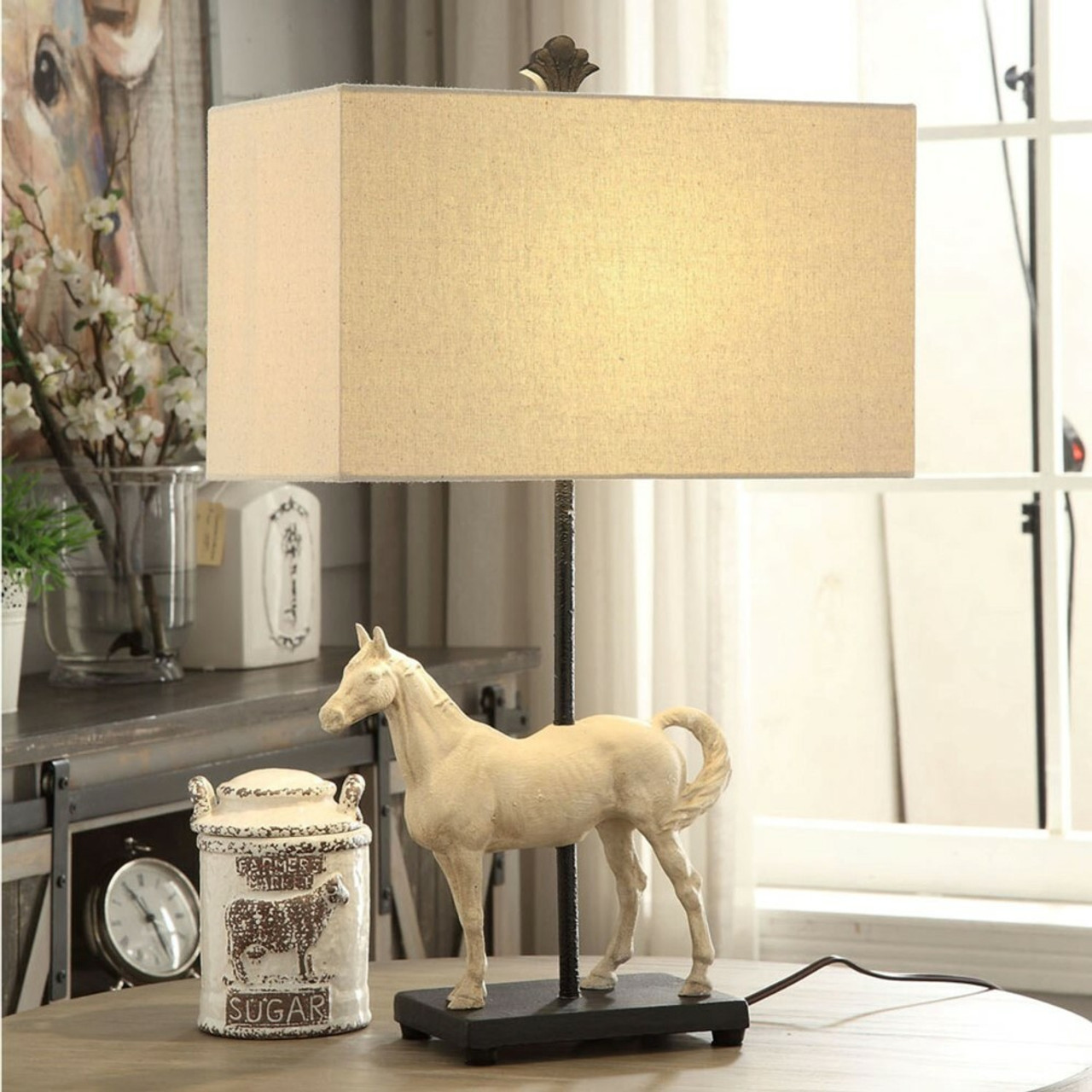 white horse table lamp