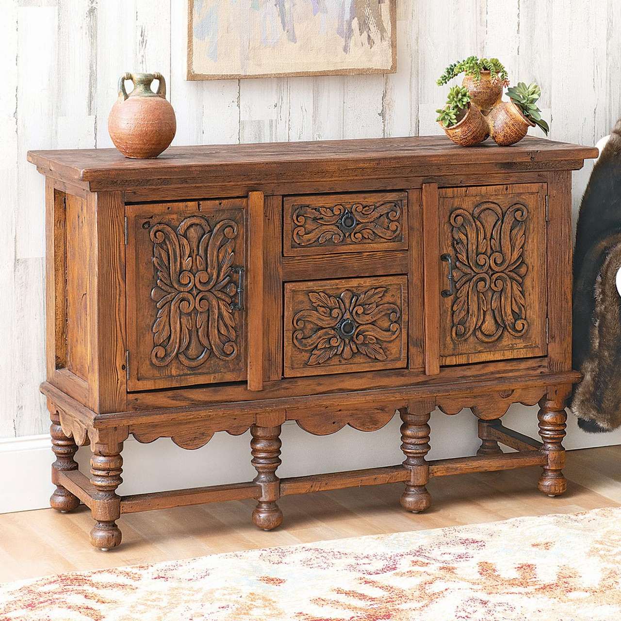 light wood buffet table