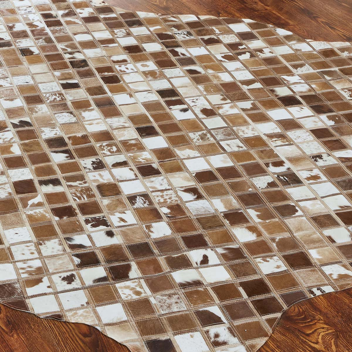 Cowhide Mosaic Rug Multi Brown 5 x 9 Lone Star Western Decor