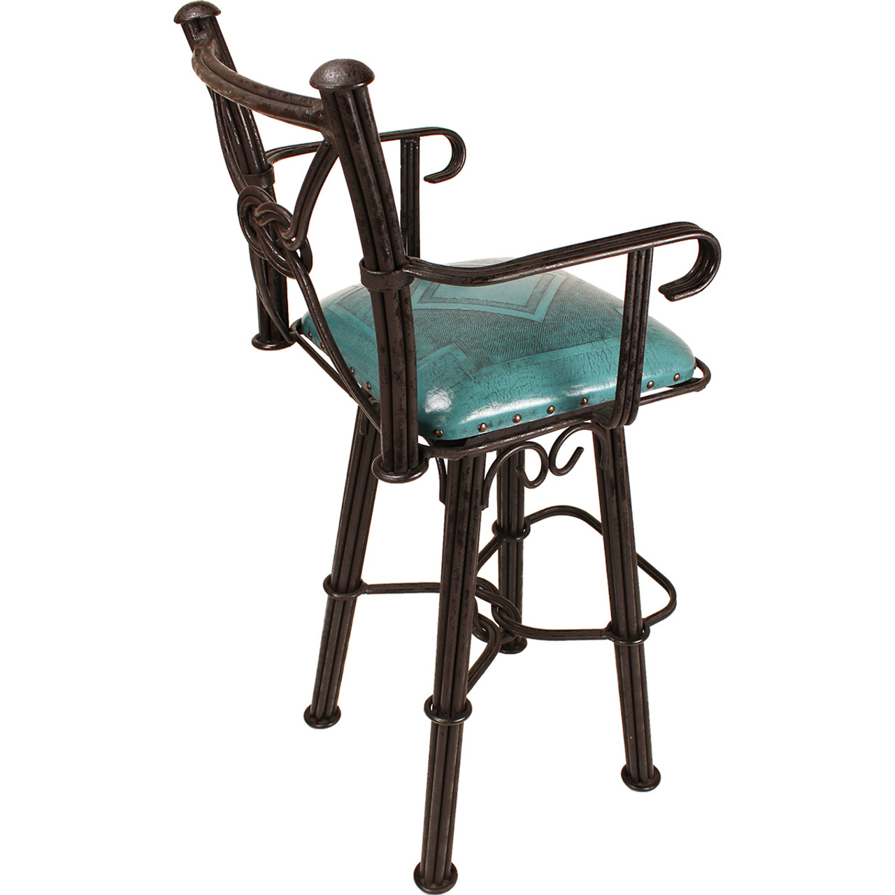 Coronado Swivel Barstool w/Arms Diamond Teal Lone Star Western Decor