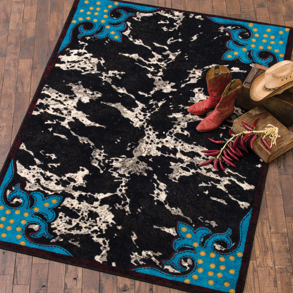 Cowhide and Turquoise Table Runner - Small | Lone Star Western Decor