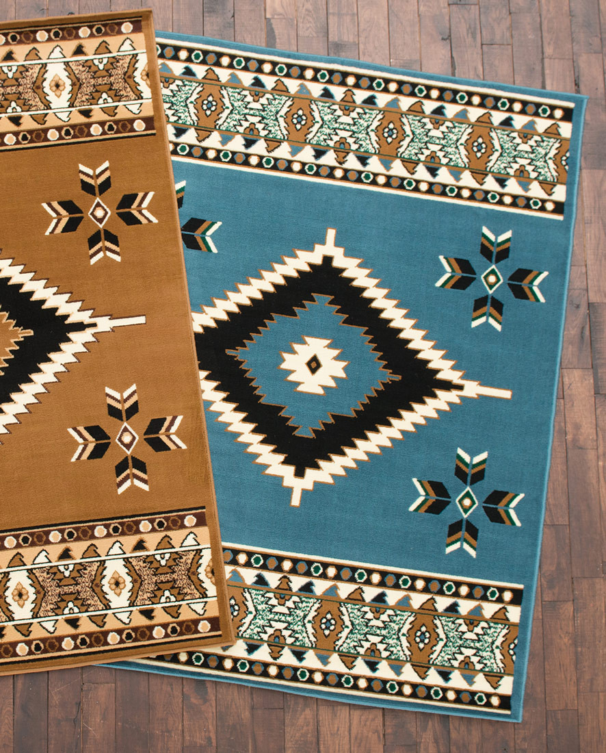 Southwestern Plateau Blue Rug 8 x 10 Lone Star Western Decor